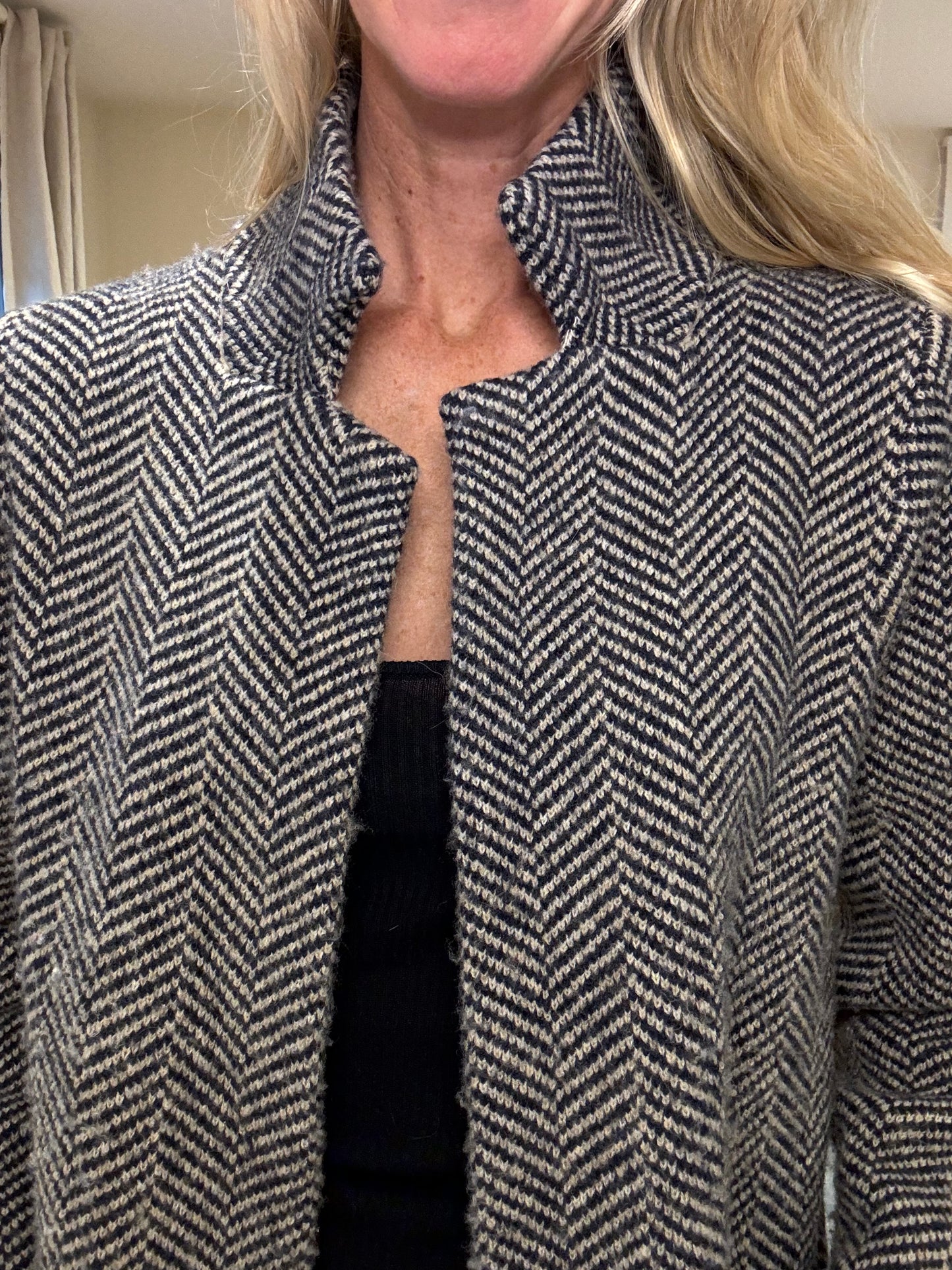 Knit Herringbone Blazer